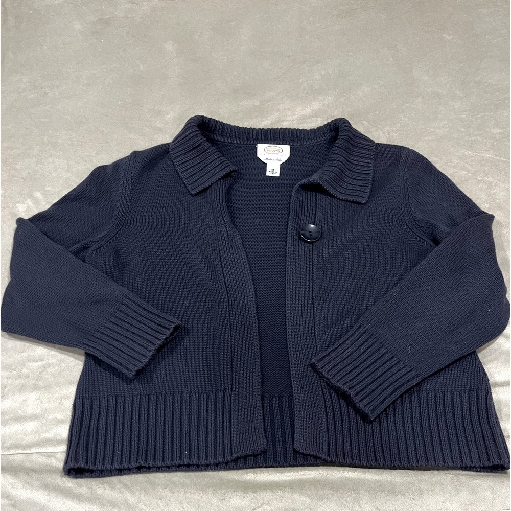 Vintage Talbots Petites Cotton Navy Blue Woman’s Medium Cardigan